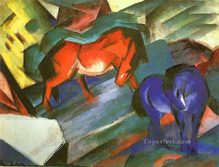 Chevaux rouges et bleus Expressionnisme expressionniste Franz Marc Peintures à l'huile